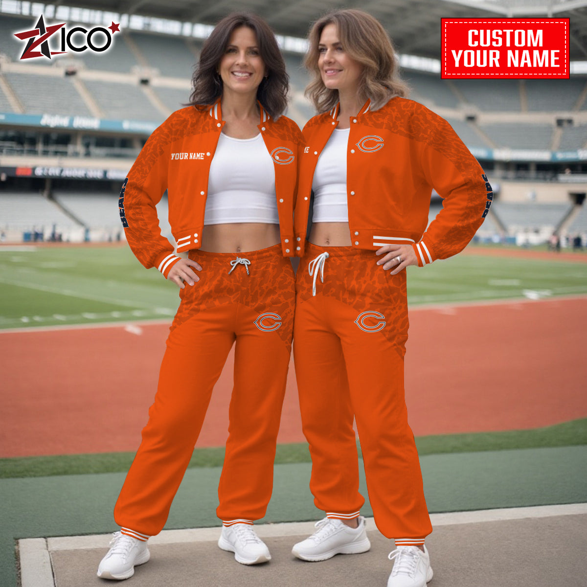 Chicago Bears Combo Crop Varsity Jacket And Sweatspants Limited Edition AZTNVJSP000004