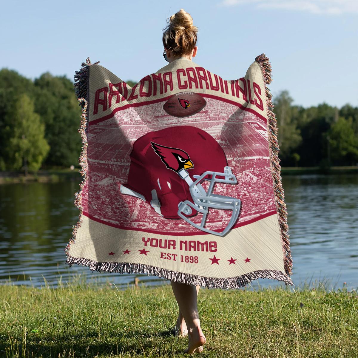 Arizona Cardinals Premium New Woven Throw Blanket AZTNWVB000033