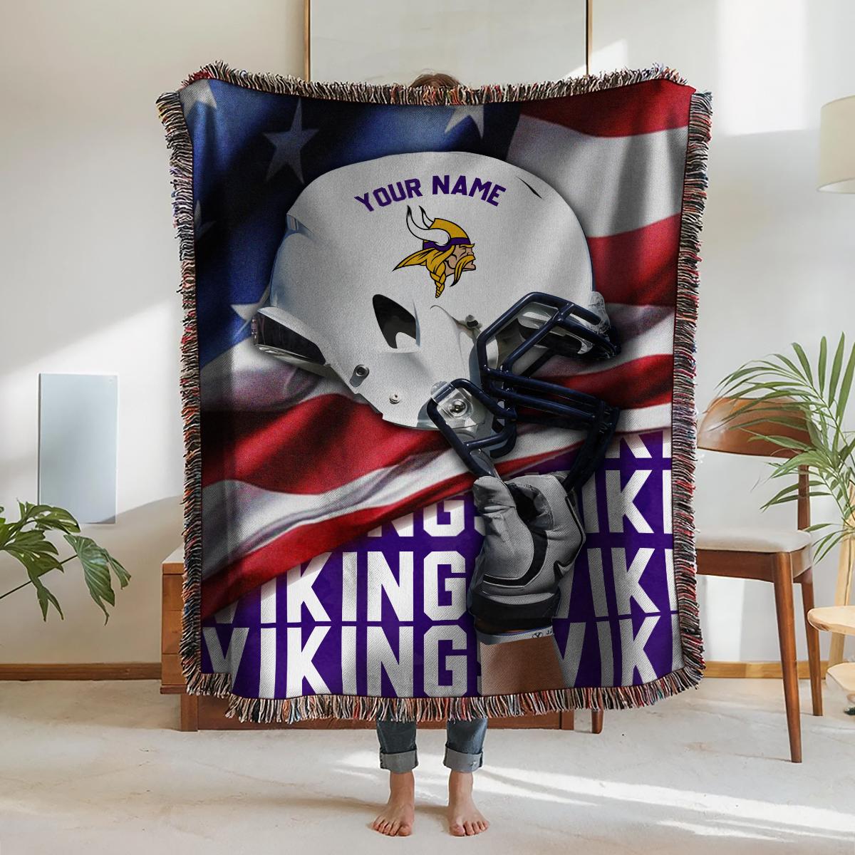 Minnesota Vikings Premium New Woven Throw Blanket AZTNWVB000105