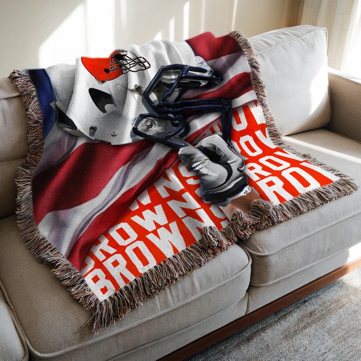 Cleveland Browns Premium New Woven Throw Blanket AZTNWVB000116
