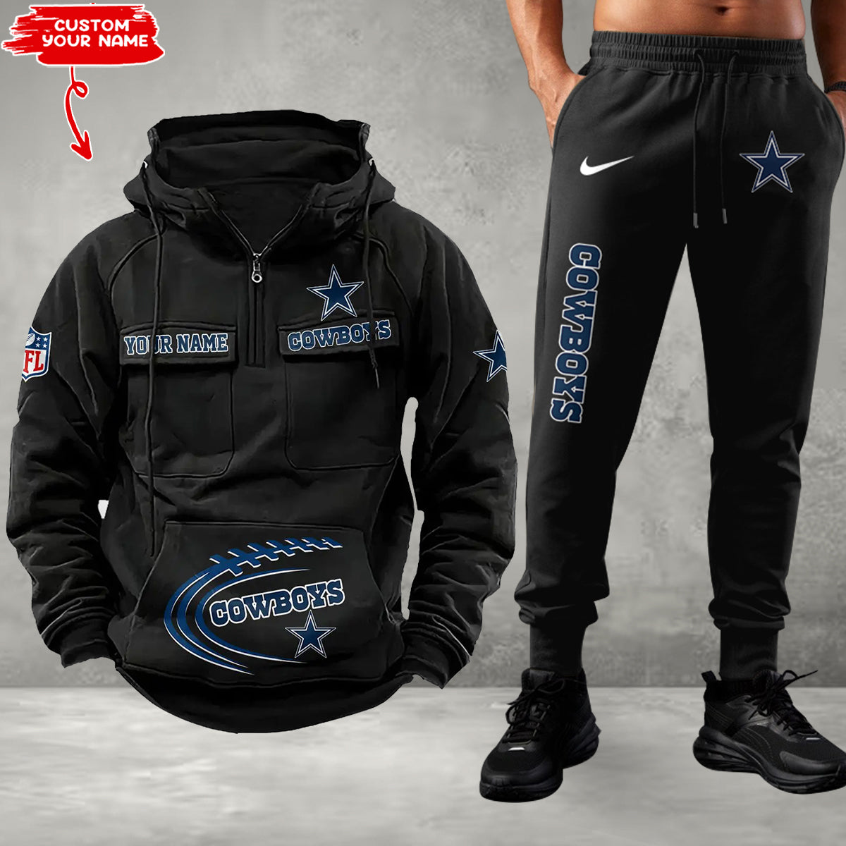 Dallas Cowboys Combo Multi-Pockets Hoodie And Pants EM01