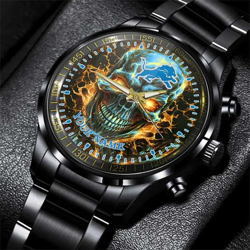 Detroit Lions Black Fashion Watch Gifts For Sport Fans AZWATCH47-2