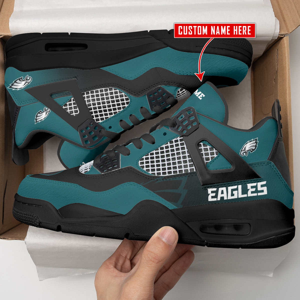 Philadelphia Eagles Personalized AJ4 Sneaker BG310