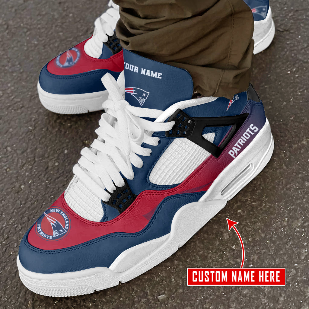 New England Patriots Personalized AJ4 Sneaker BG312