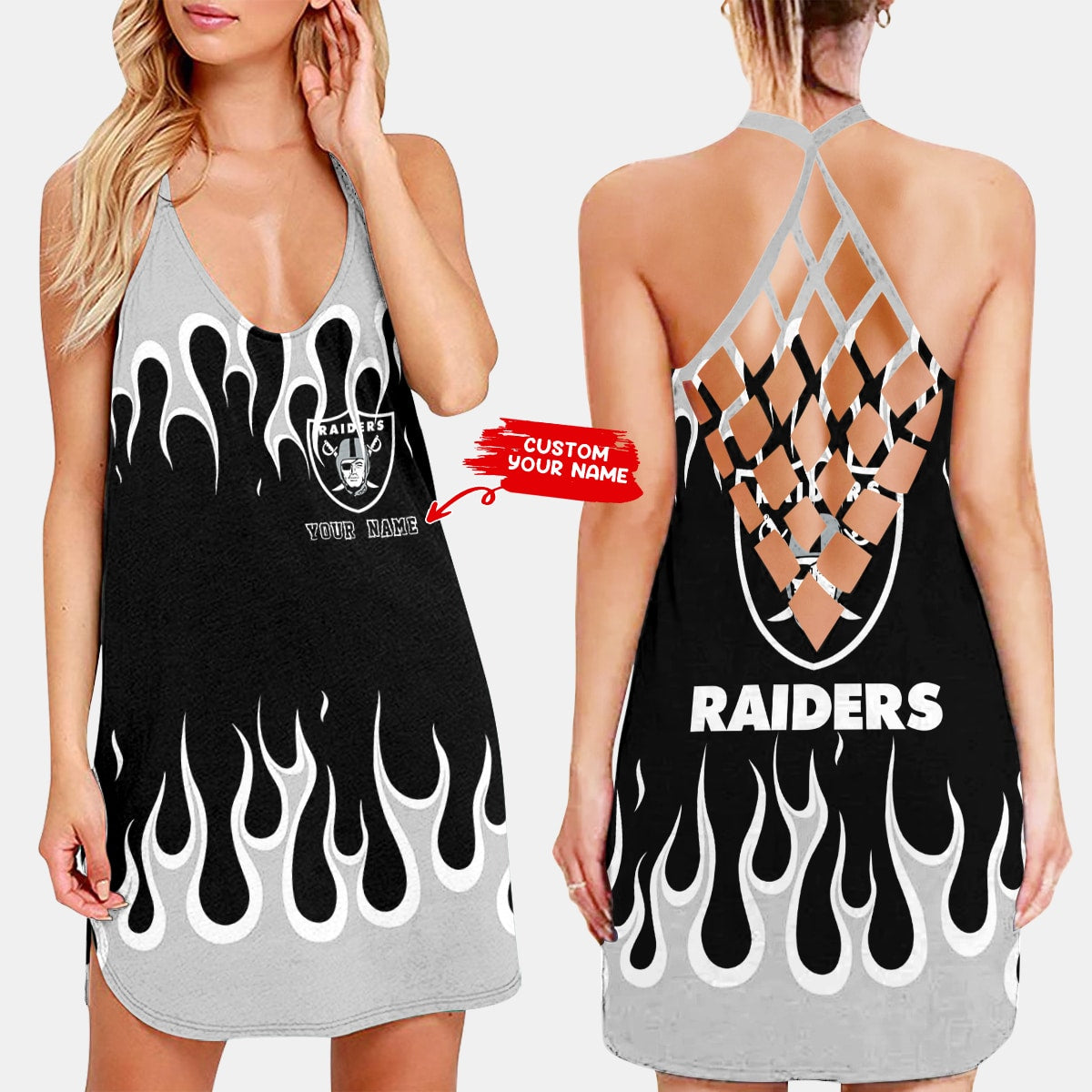 Las Vegas Raiders Personalized Criss-Cross Dress 45