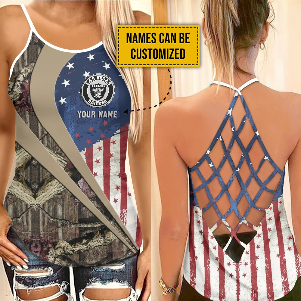 Las Vegas Raiders Personalized Criss Cross Tank Top BG107