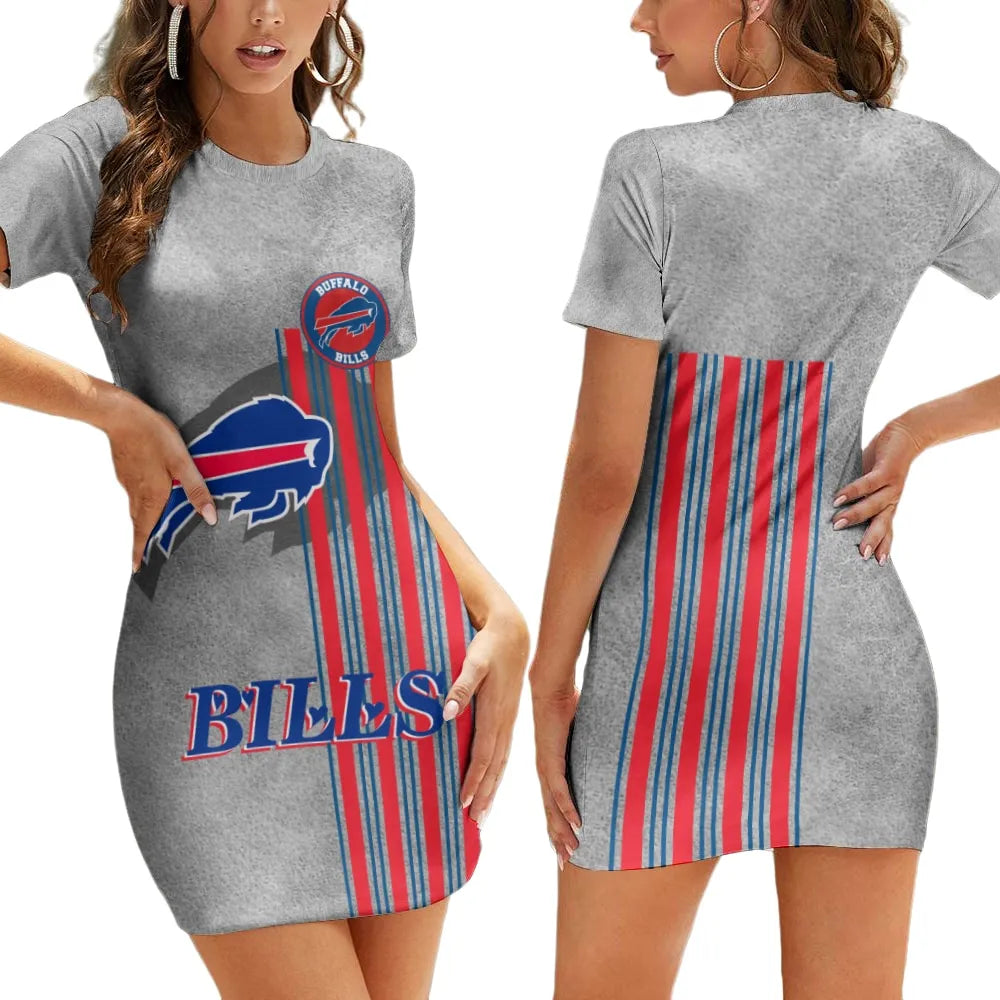 Buffalo Bills Short Sleeve Bodycon Mini Dress BG381