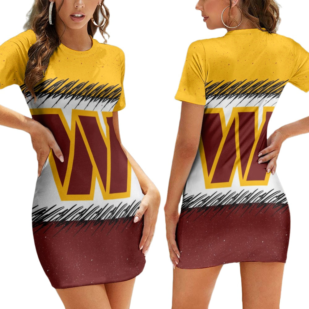 Washington Commanders Short Sleeve Bodycon Mini Dress BG392