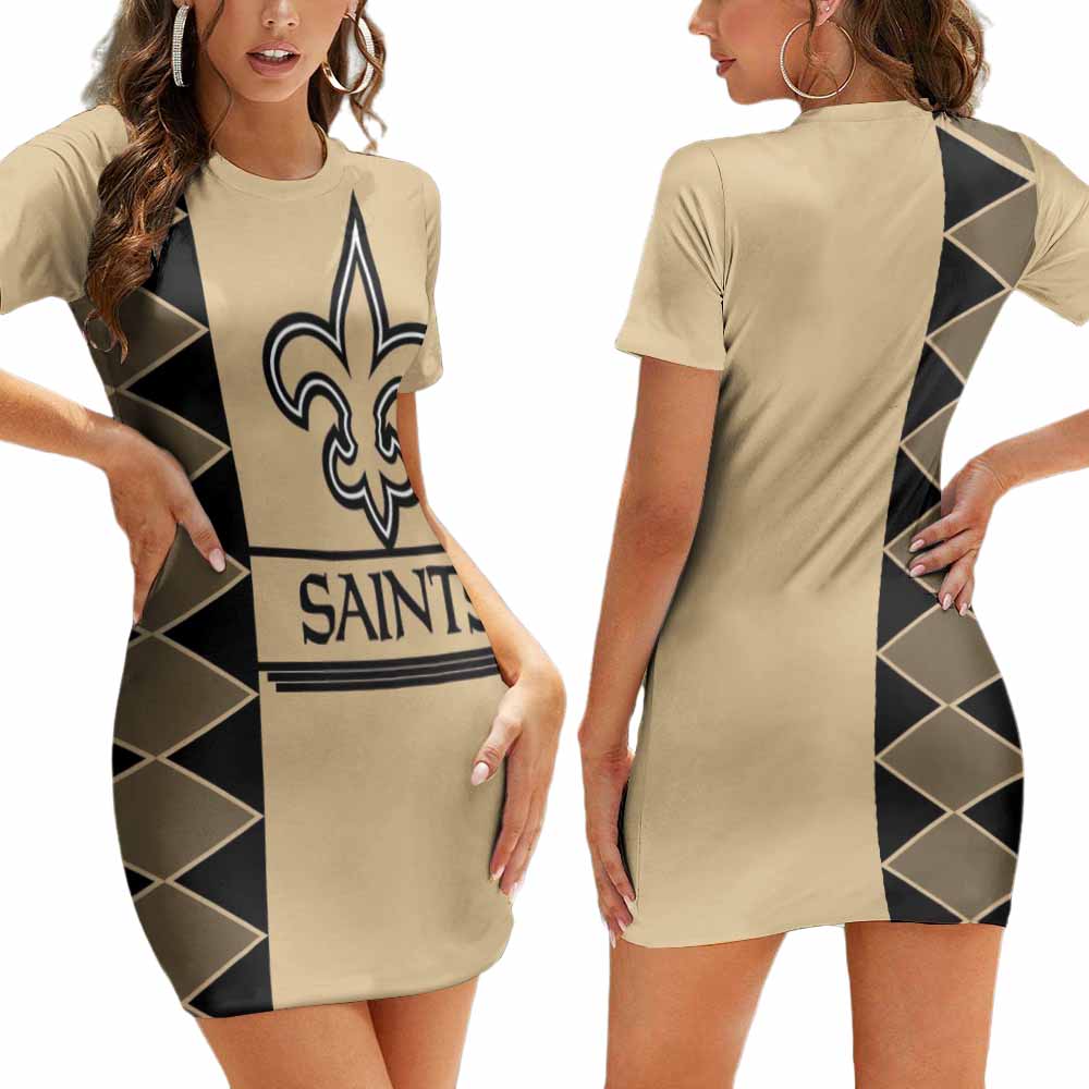 New Orleans Saints Short Sleeve Bodycon Mini Dress BG395