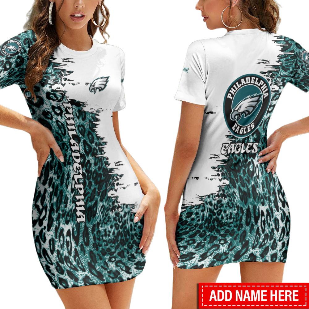 Philadelphia Eagles Personalized Short Sleeve Bodycon Mini Dress BGCSD407