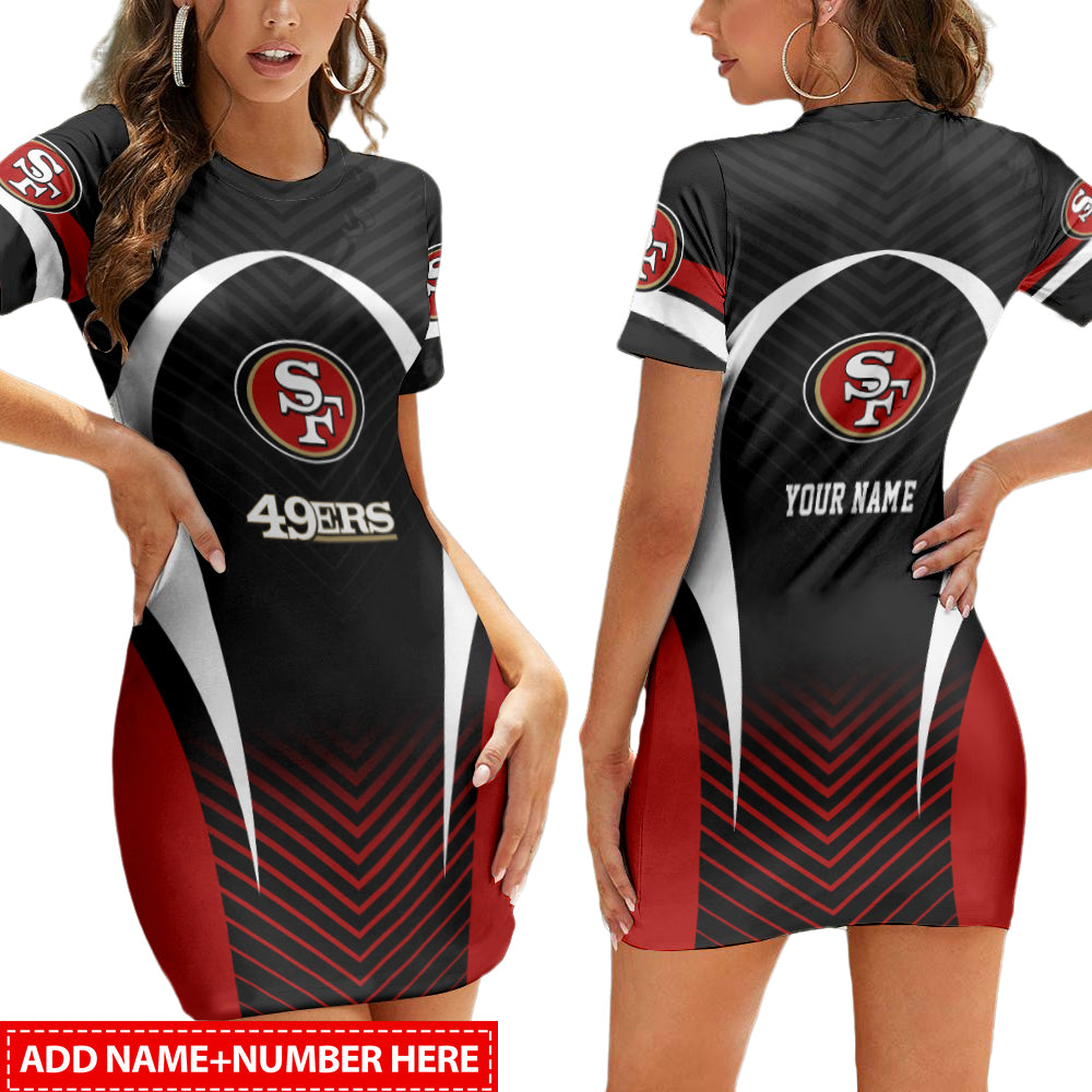San Francisco 49ers Personalized Short Sleeve Bodycon Mini Dress BGCSD468