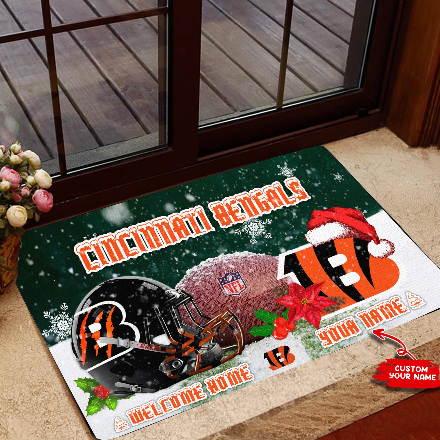 Cincinnati Bengals Christmas Personalized Doormat BGDMM571