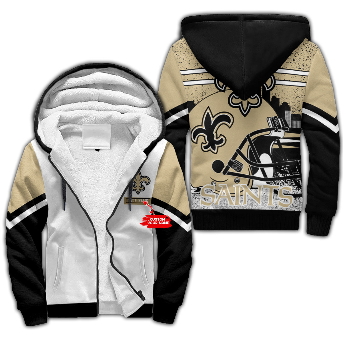 New Orleans Saints Personalized 3D All Over Printed Fleece Hoodie BGFLHD014