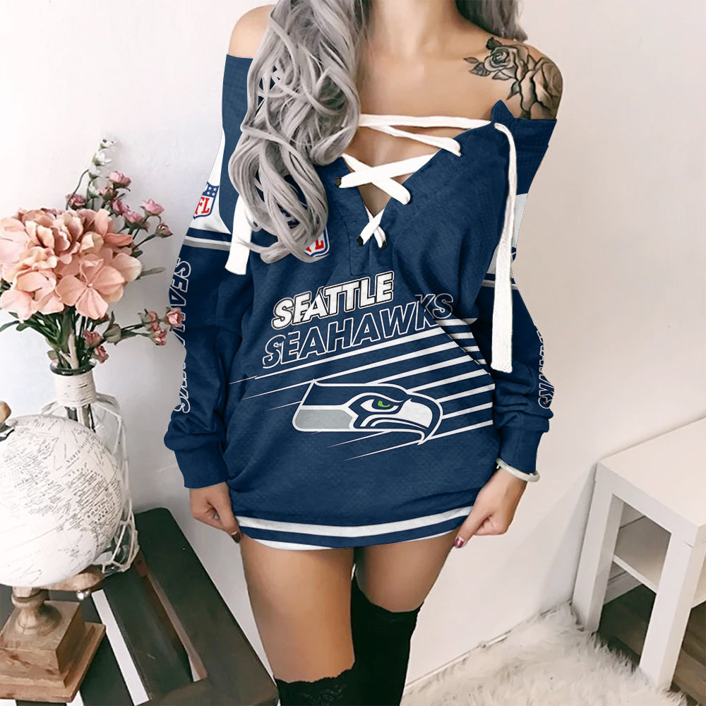 Seattle Seahawks Personalized Lace-Up Sweatshirt BG24
