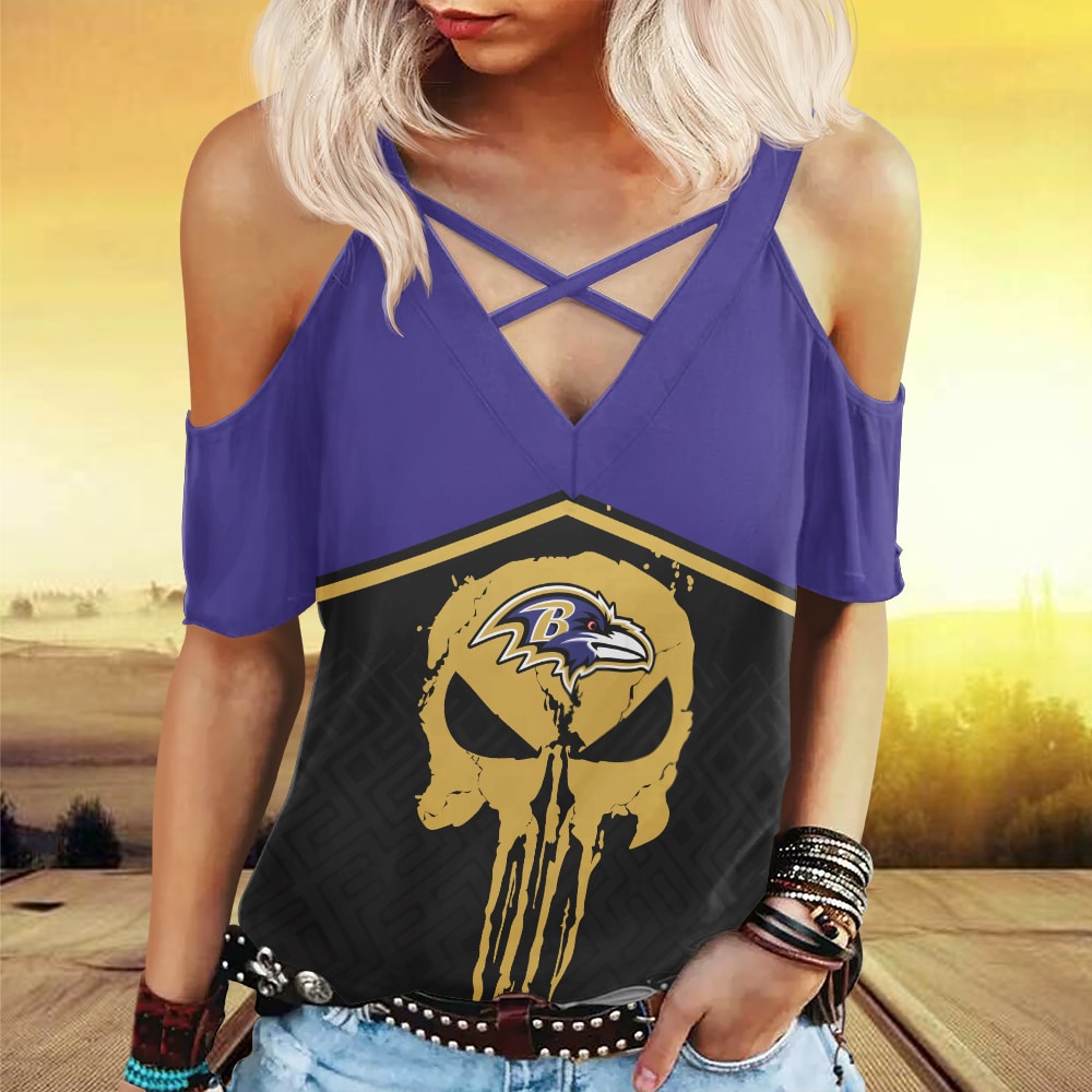 Baltimore Ravens Miss Hollow Out Blouse Shirt BG021