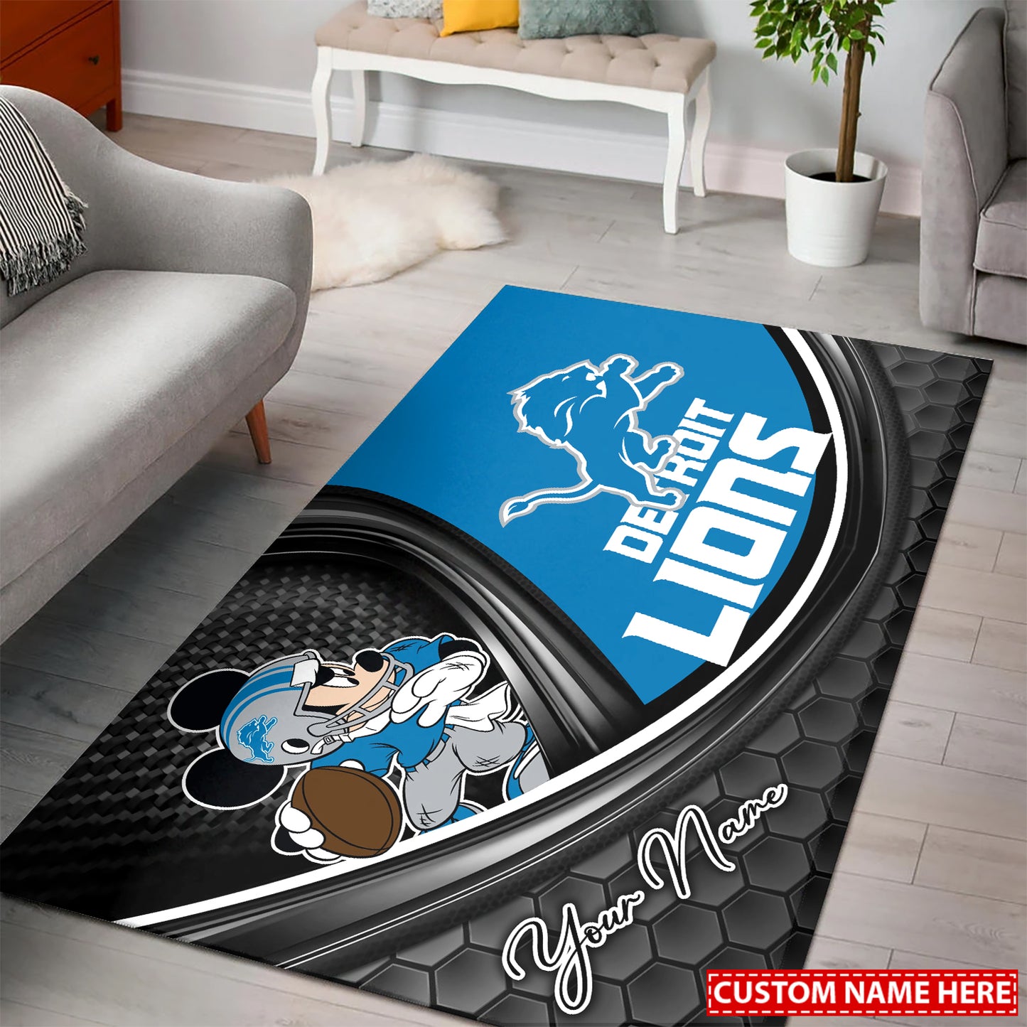 Detroit Lions Personalized Rectangle Rug 94