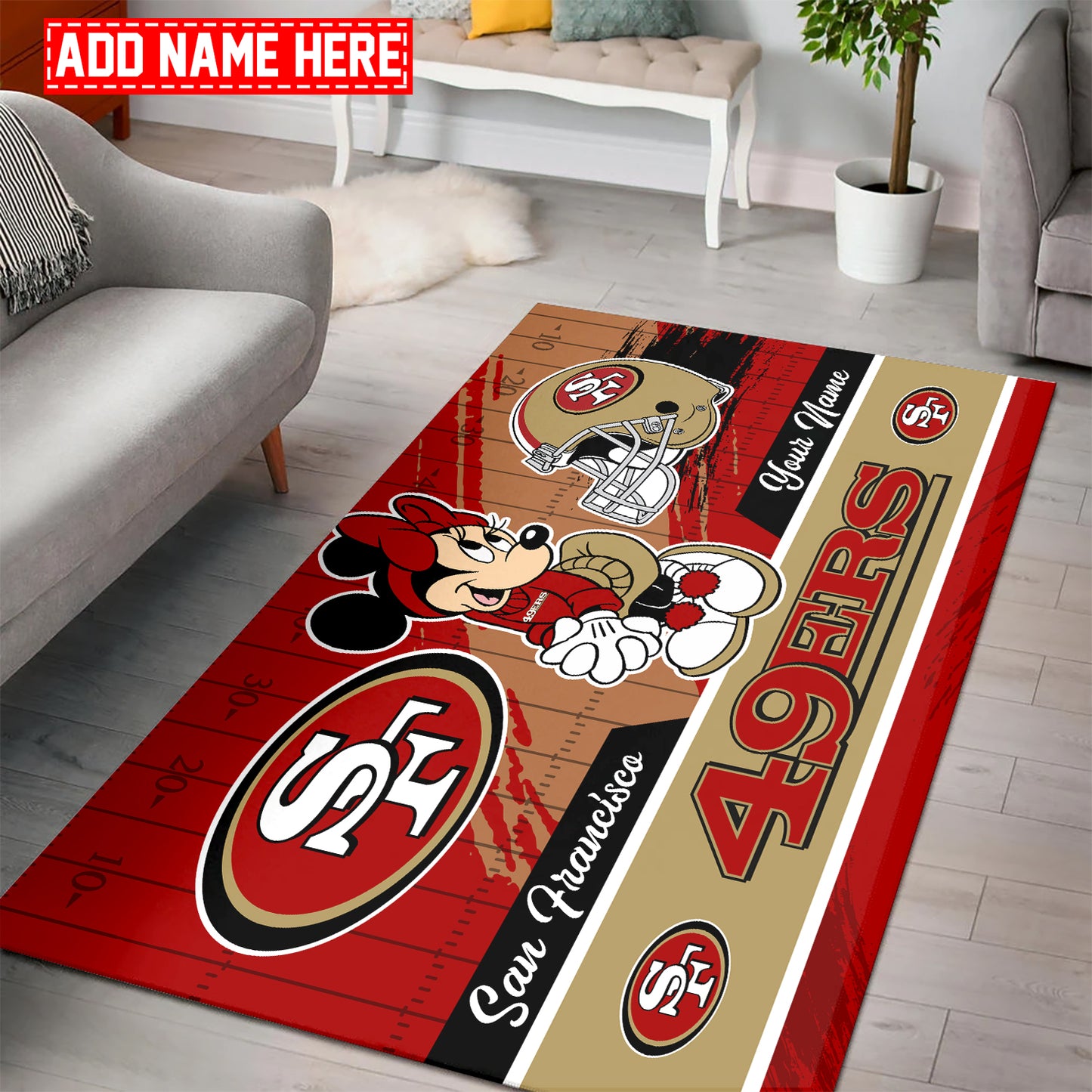 San Francisco 49ers Personalized Rectangle Rug BGRERUG099