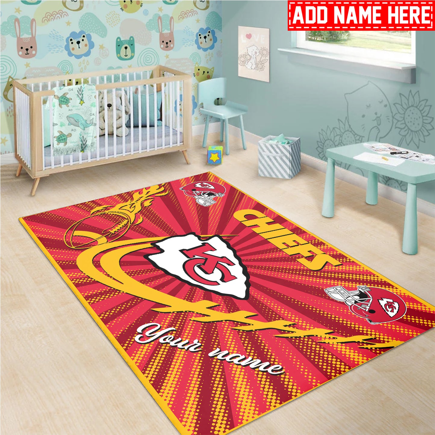 Kansas City Chiefs Personalized Rectangle Rug BGRERUG101
