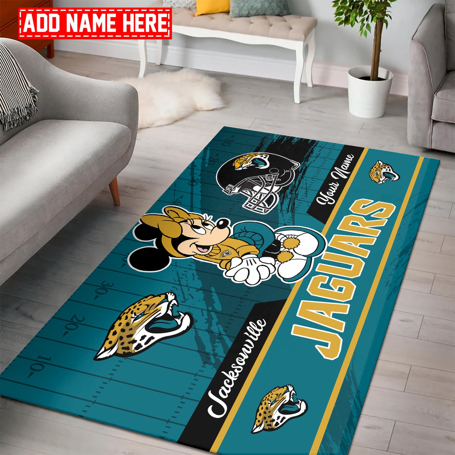 Jacksonville Jaguars Personalized Rectangle Rug BGRERUG104