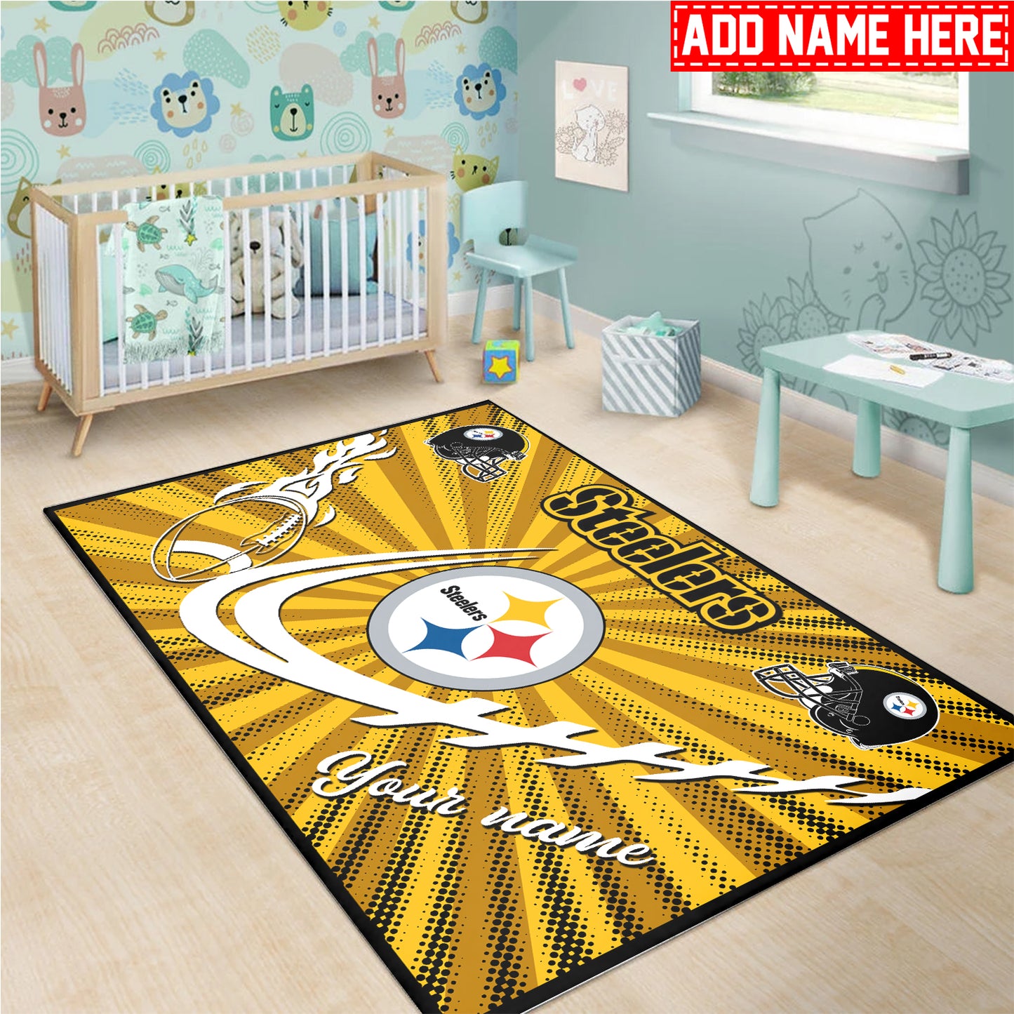Pittsburgh Steelers Personalized Rectangle Rug BGRERUG107