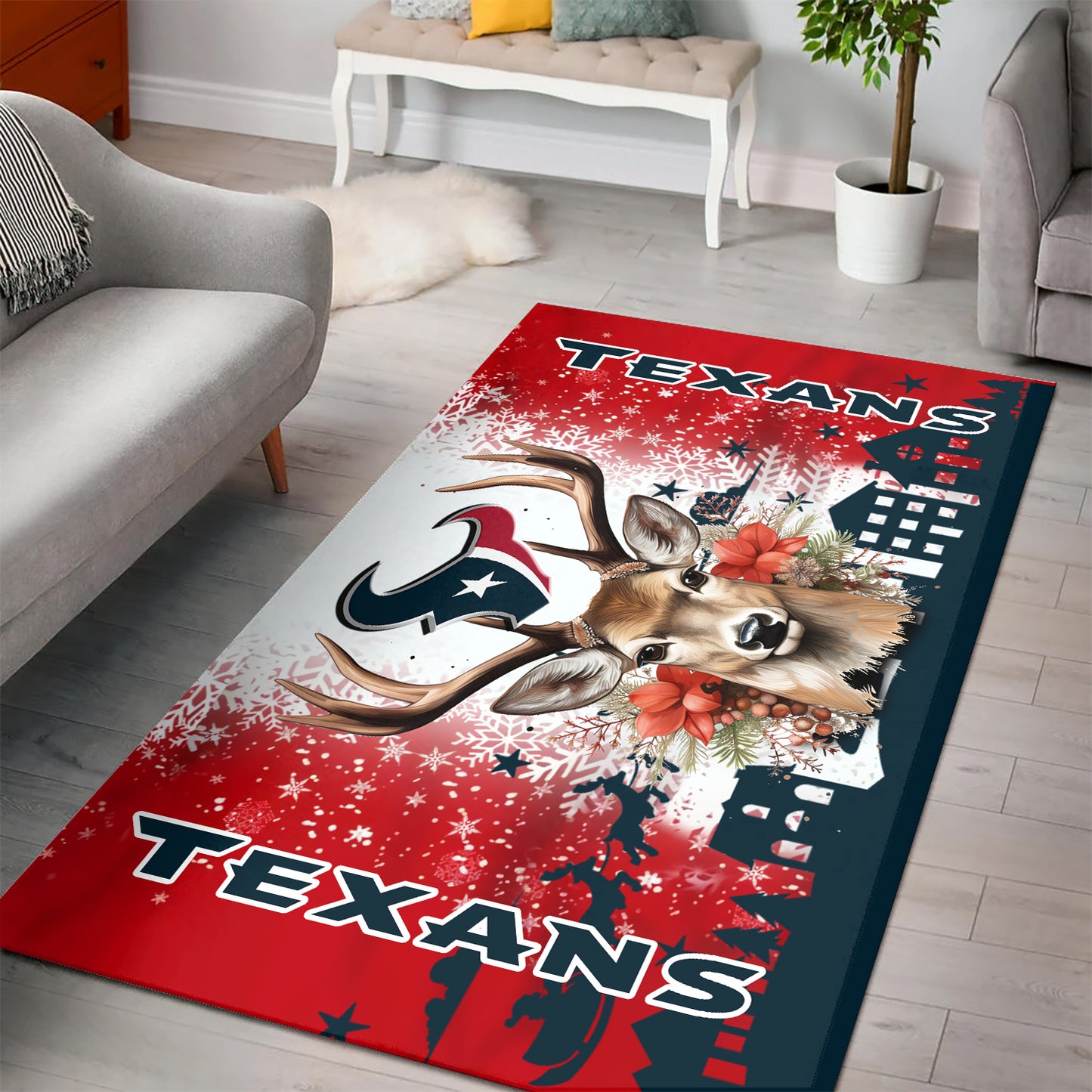 Houston Texans Christmas Rectangle Rug BGRERUG116