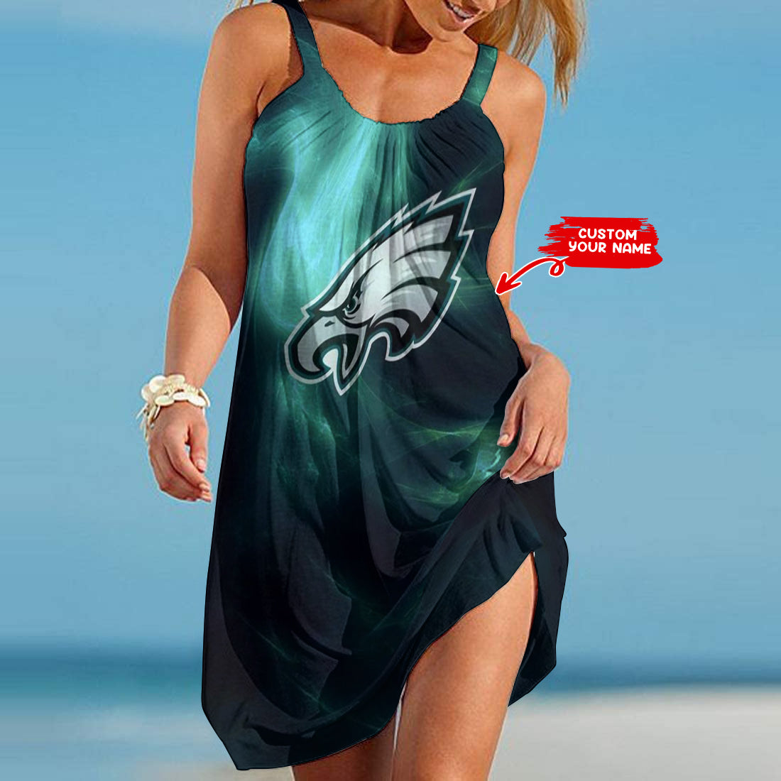Philadelphia Eagles Personalized Beach Dress BGSLLBD447