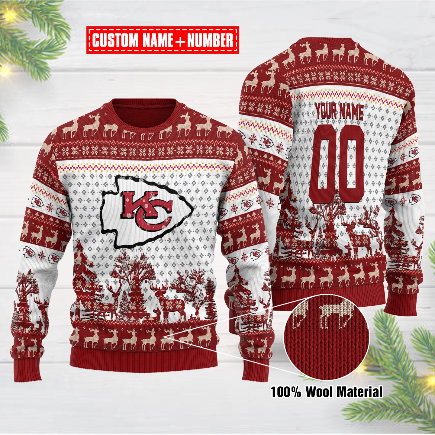 Kansas City Chiefs Personalized Woolen Sweater BGSWT148