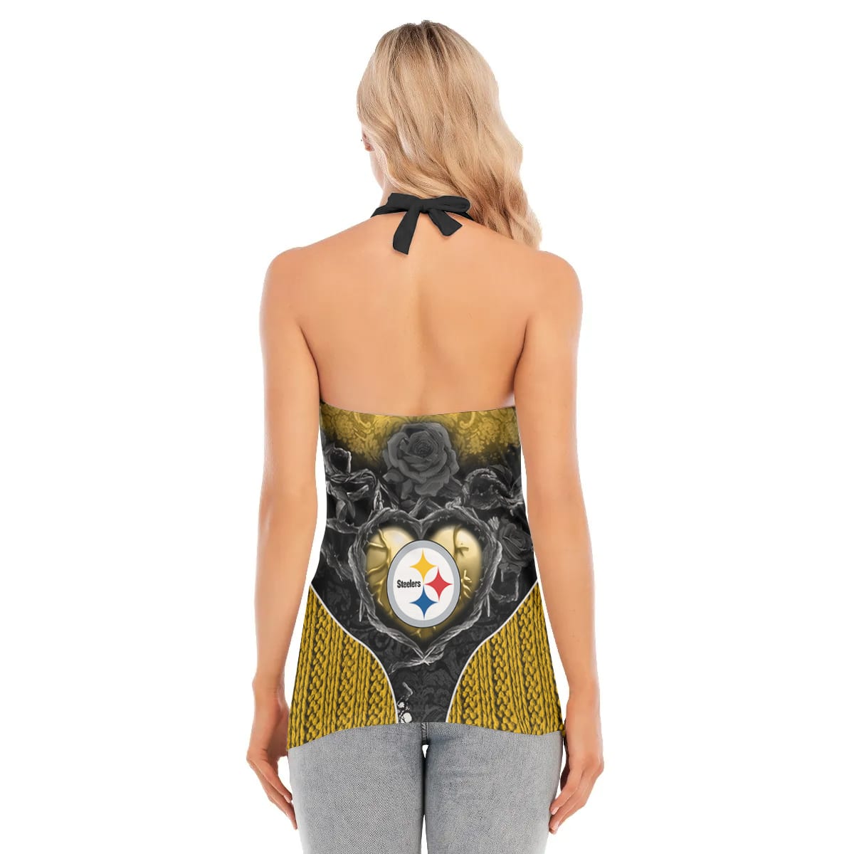 Pittsburgh Steelers Women Neck Tie Back Sleeveless Halter Tops BG002