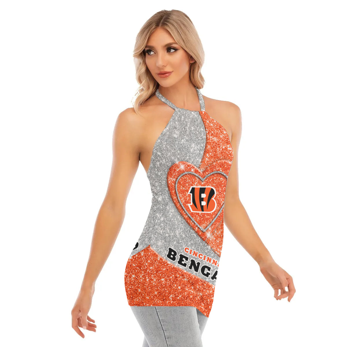 Cincinnati Bengals Personalized Women Neck Tie Back Sleeveless Halter Tops BG008