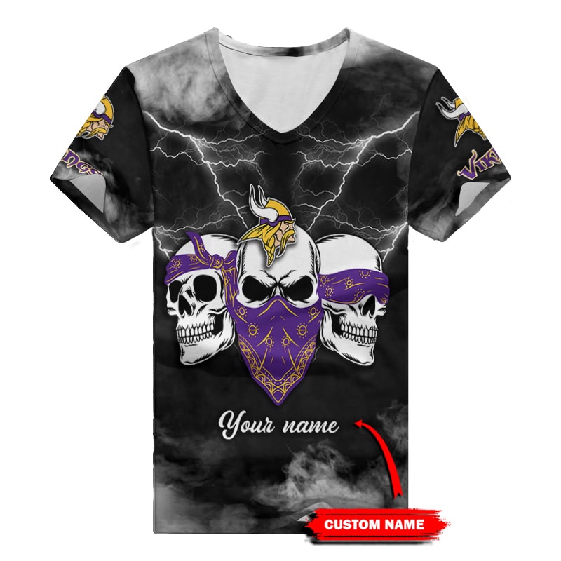 Minnesota Vikings Personalized V-neck Women T-shirt BG823