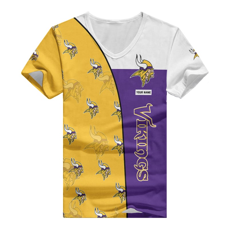 Minnesota Vikings Personalized V-neck Women T-shirt BG903