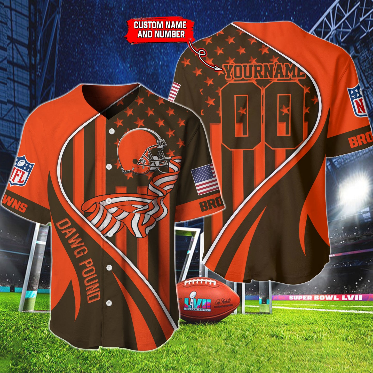 Cleveland Browns Personalized Baseball Jersey BG866