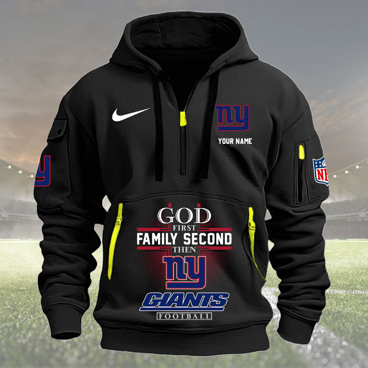 New York Giants Personalized Quarter Zip Hoodie New Collection AZBTQZH000261