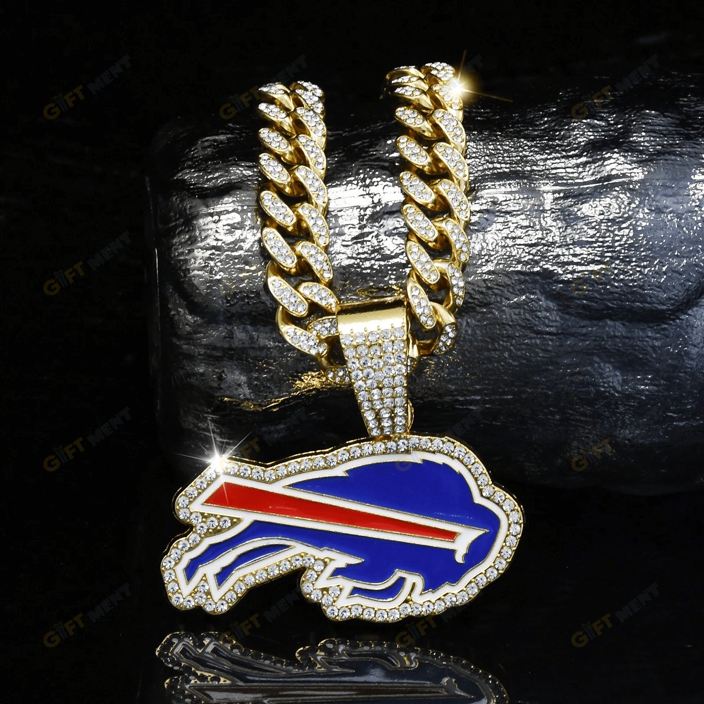Buffalo Bills Hip Hop Iced Out Bling Pendant Cuban Chain