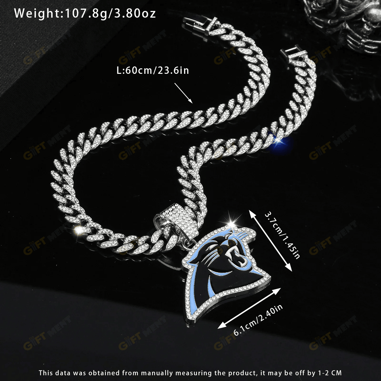 Carolina Panthers Hip Hop Iced Out Bling Pendant Cuban Chain
