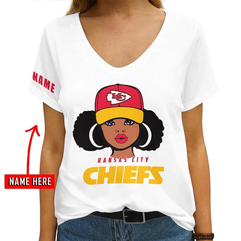 Kansas City Chiefs Personalized V-neck Women T-shirt AGCWTS630