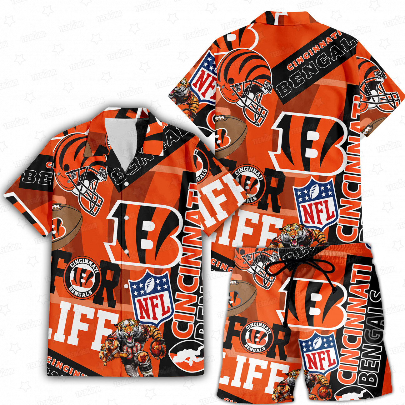 Cincinnati Bengals Custom Limited Edition For Life Hawaiian Shirt and Shorts AZHAHWSS000258
