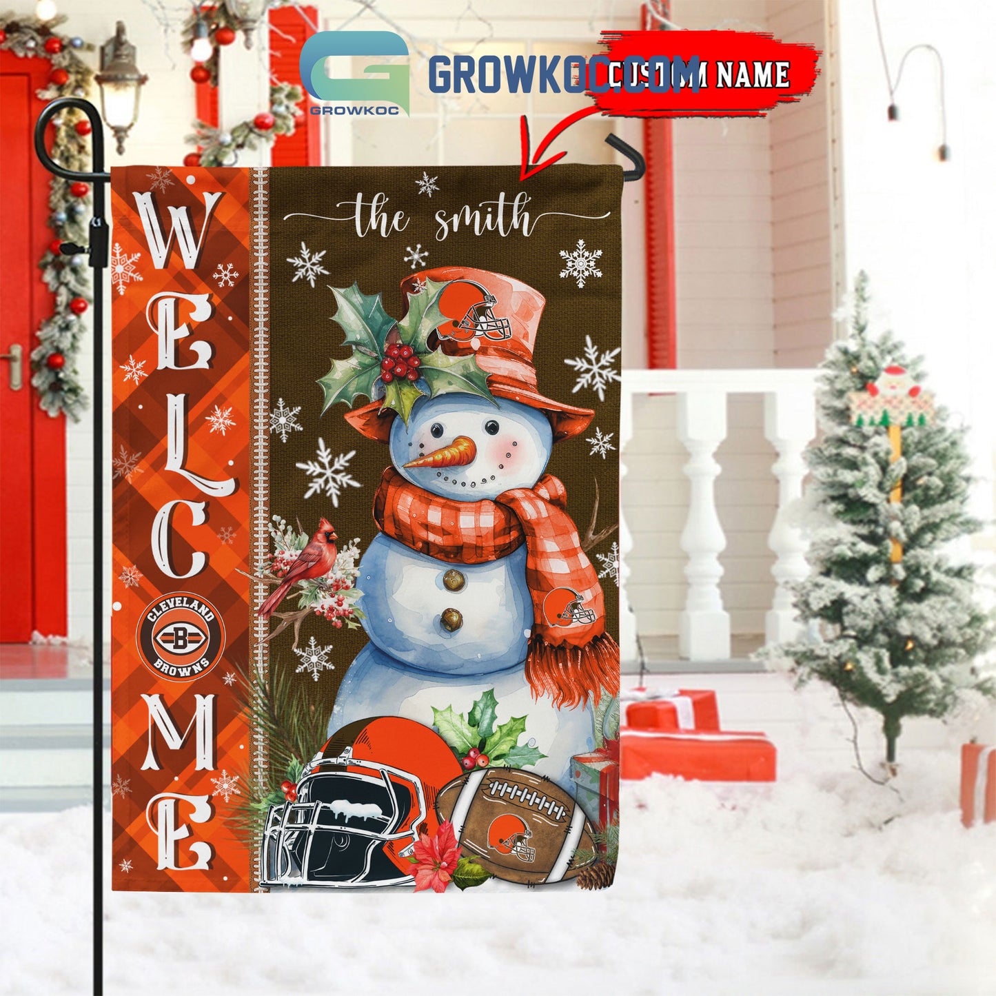Cleveland Browns Christmas Personalized Flag BGFLAG527