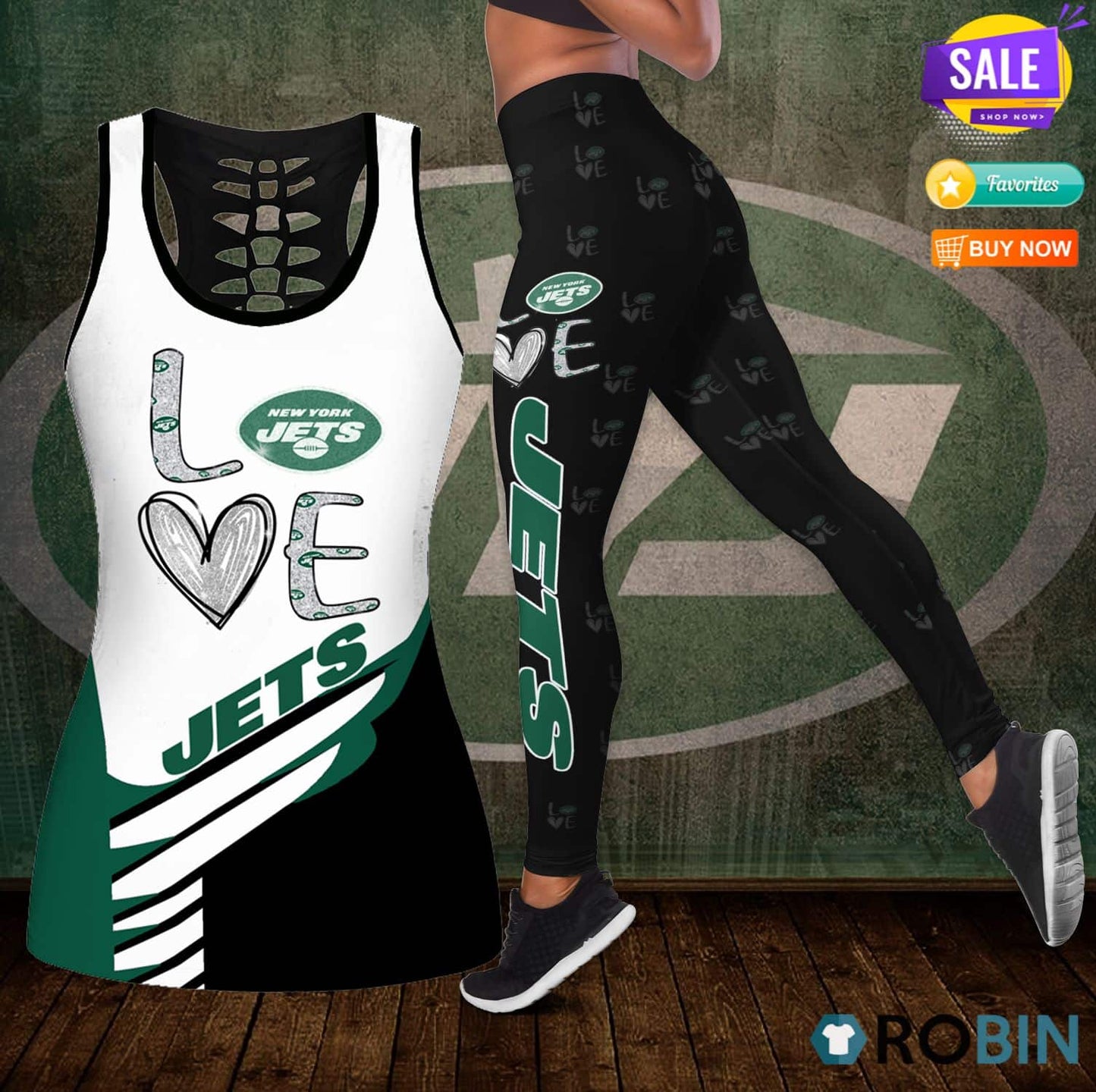 New York Jets Leggings And Tank Top BG190