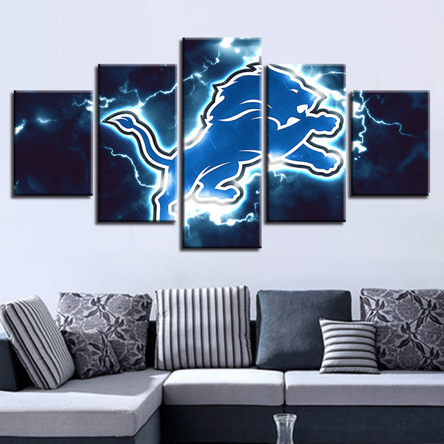 Detroit Lions 5 Piece Canvas Wall Art With Frame HA11