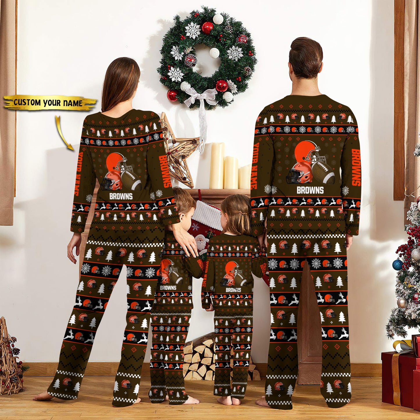 Cleveland Browns Personalized Pajamas Set Christmas Gift For Family AZCPYZAM008