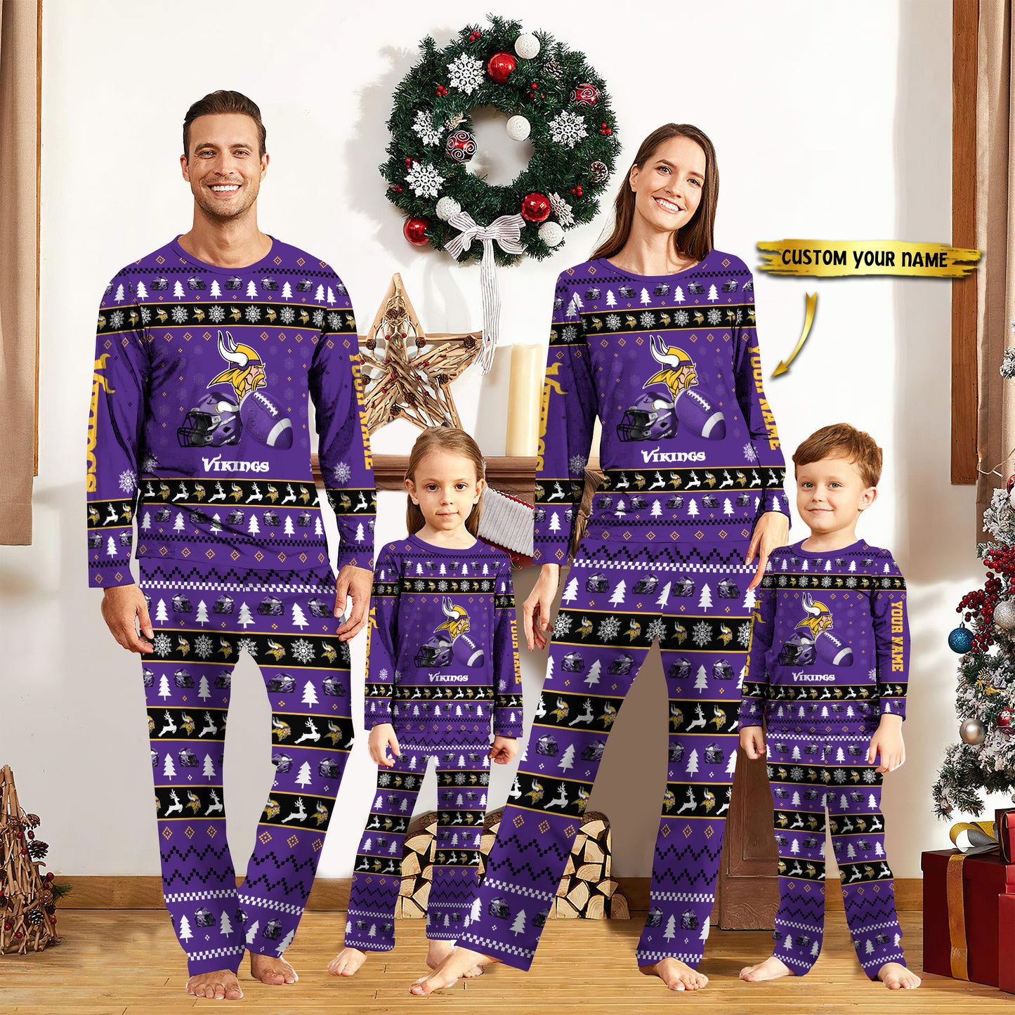 Minnesota Vikings Personalized Pajamas Set Christmas Gift For Family AZCPYZAM021