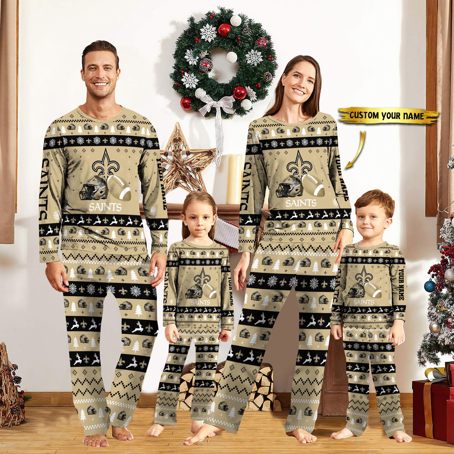 New Orleans Saints Personalized Pajamas Set Christmas Gift For Family AZCPYZAM023