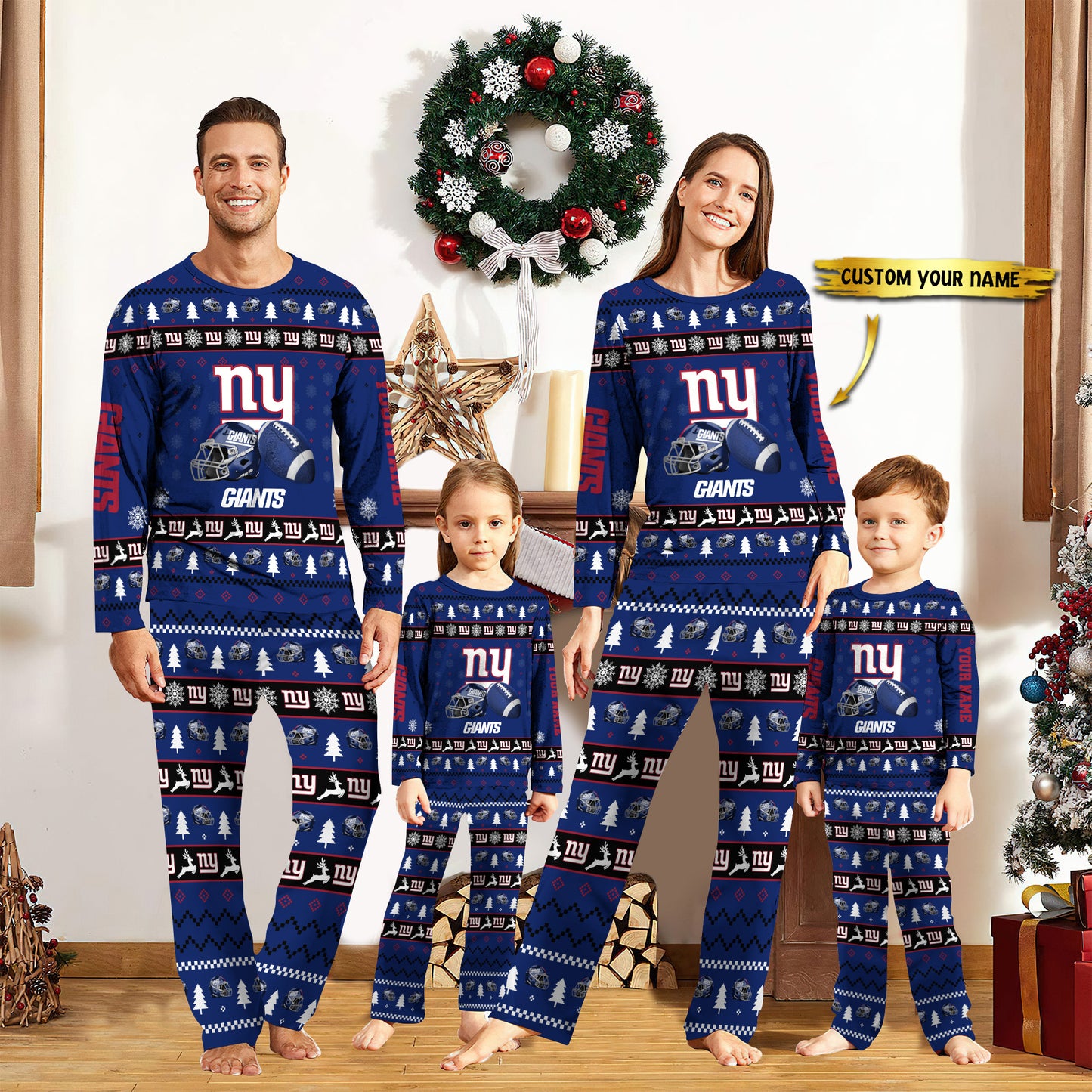 New York Giants Personalized Pajamas Set Christmas Gift For Family AZCPYZAM024