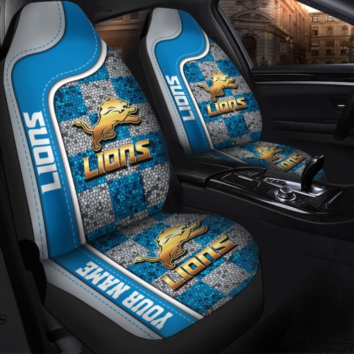 Detroit Lions Personalized Car Seat Covers BGCSC644