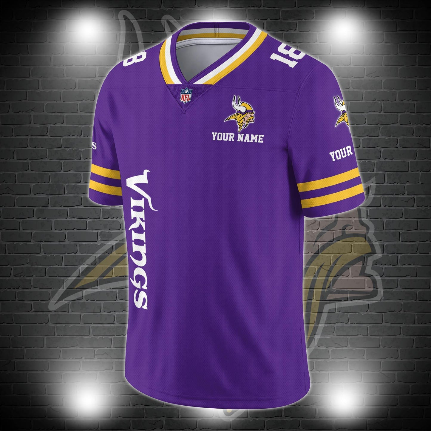 Minnesota Vikings Personalized V-neck Football Jersey Sport Gifts For Fan AZCVFJ002