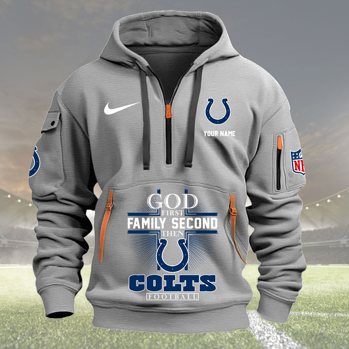 Indianapolis Colts Personalized Quarter Zip Hoodie New Collection AZBTQZH000254