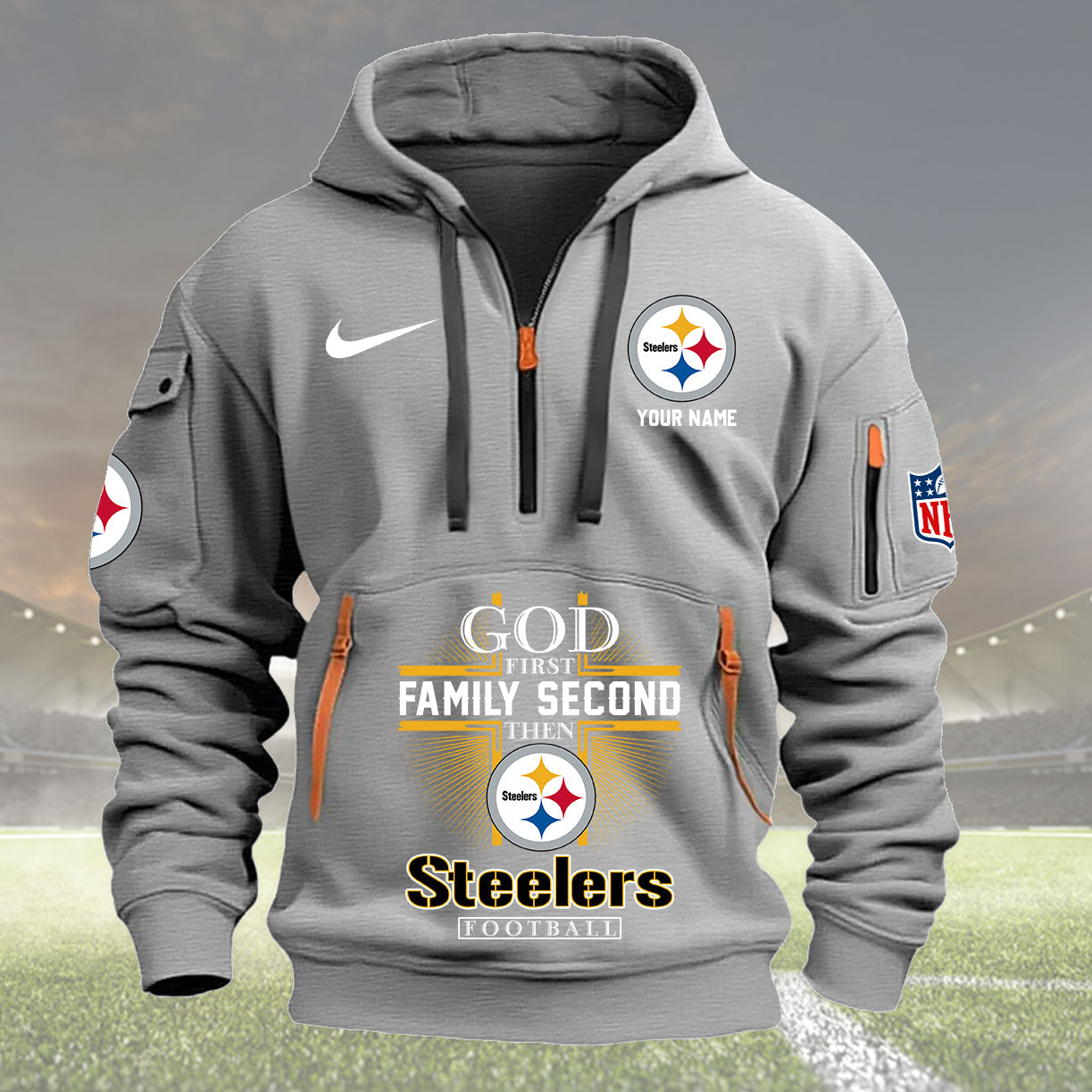 Pittsburgh Steelers Personalized Quarter Zip Hoodie New Collection AZBTQZH000265