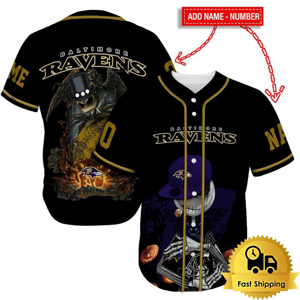 Baltimore Ravens x Halloween Custom Baseball Jersey HA120