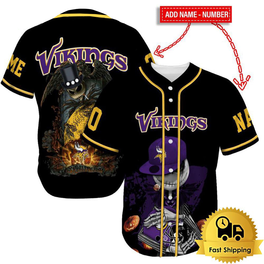 Minnesota Vikings x Halloween Custom Baseball Jersey HA141